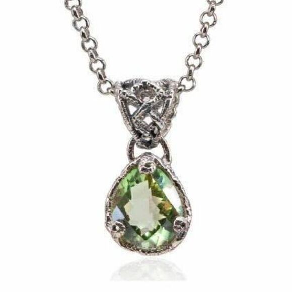 Sara Blaine/eSBe Baroque Teardrop Peridot Quartz Necklace - New - Picture 1 of 10